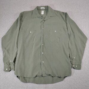 Burma Bibas Tencel Lyocell Shirt Mens M Olive Utility Button Up Pockets